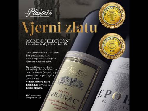 dva zlata u belgiji za vina iz kuće 13 jul plantaže