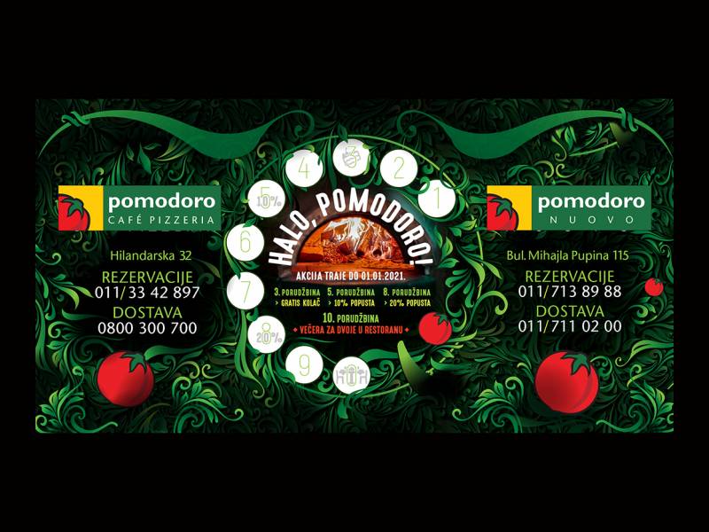 naruči hranu i osvoji večeru u restoranu pomodoro