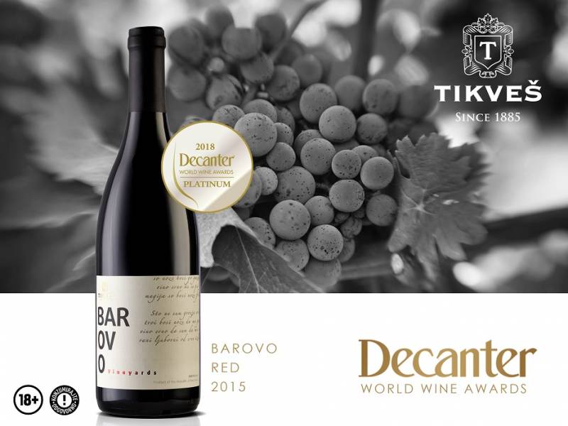 platinasta medalja i čak 97 poena za tikveš barovo 2015 na dekanteru 